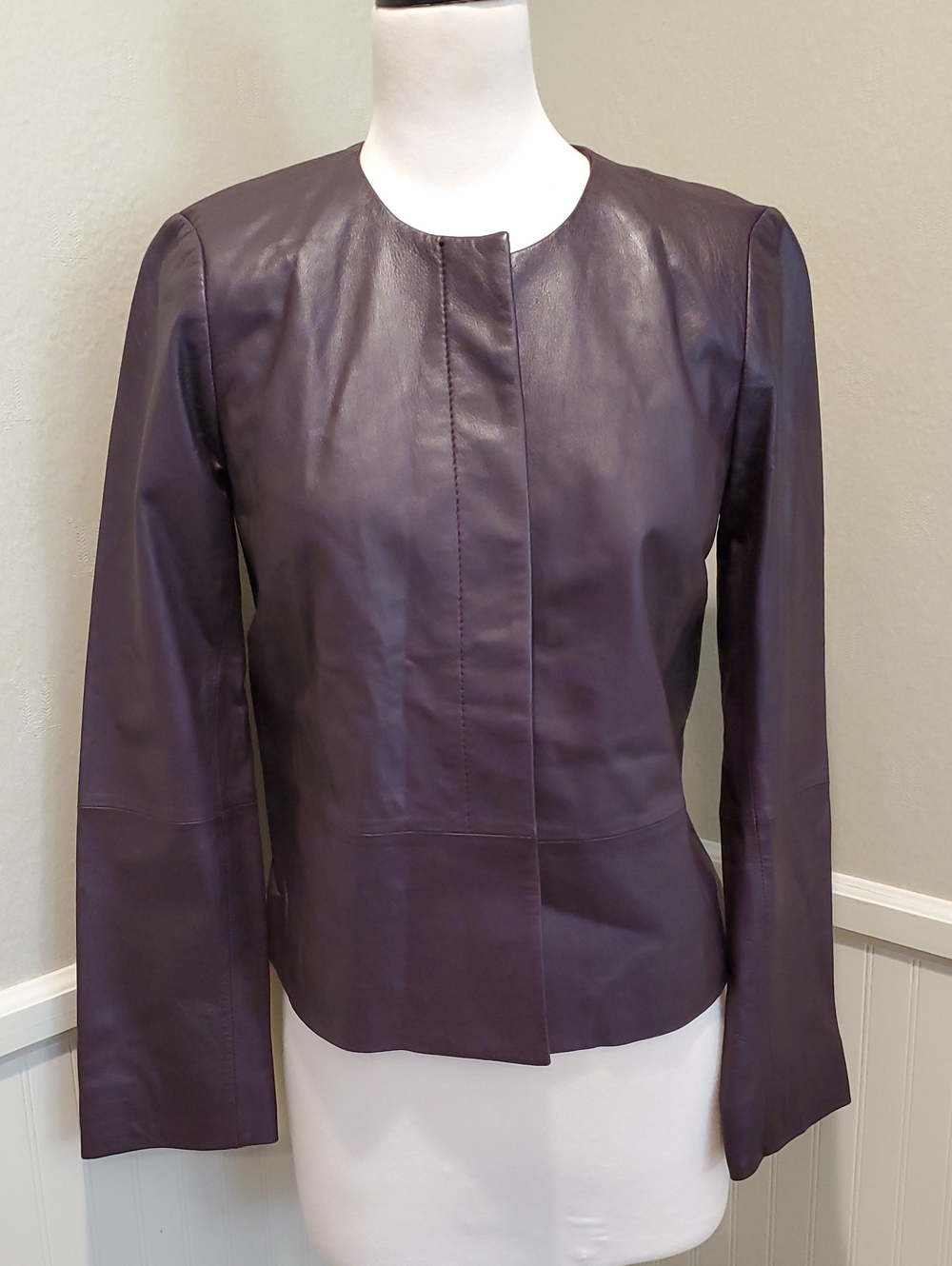 Tory Burch Plum Leather Blazer